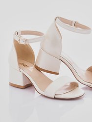 Pearl White Sandal-Strap Heels - White
