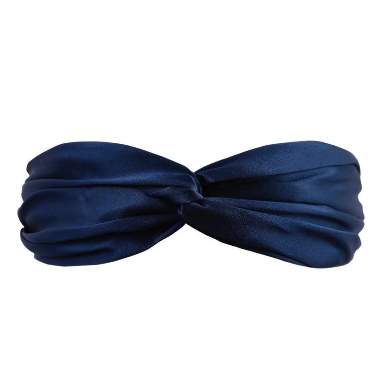 Charmeuse Silk Headband - Navy