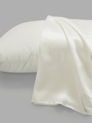 Silk Pillowcase With Embroidery - White