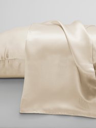 Silk Pillowcase With Embroidery - Champagne