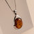 Amber Large Pendant Necklace Sterling Silver Cognac Oval