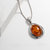 Amber Large Pendant Necklace Sterling Silver Cognac Oval