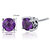 Amethyst Stud Earrings Sterling Silver Round Shape