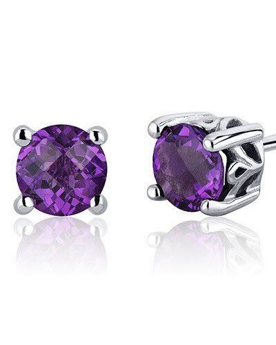 Pero Amethyst Stud Earrings Sterling Silver Round Shape product