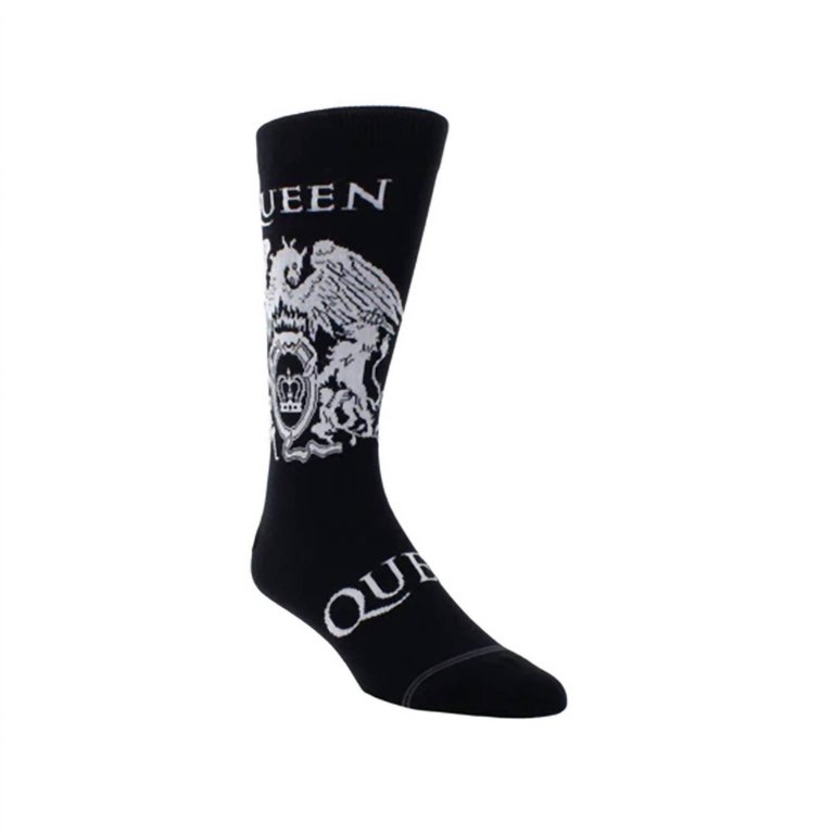 Men's Queen White Crest Crew Sock In Black - Black