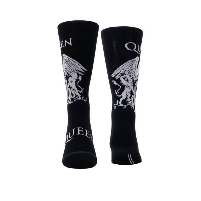 Men's Queen White Crest Crew Sock In Black