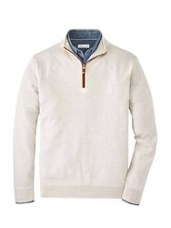 Autumn Crest Suede Trim Quarter-Zip Sweater - Ivory