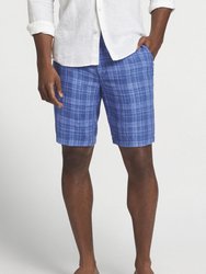 Men's Seaside Linen Delave Shorts - Ocean Blue