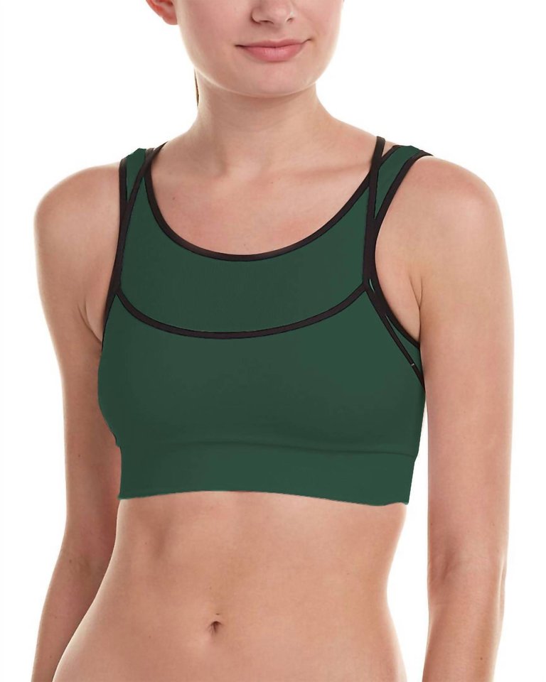 Women Layered Sports Bra In Green - Green