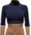 Women Mock Neck Glitter Crop Top In Navy - Navy