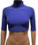 Women Mock Neck Metallic Stretch Crop Top In Blue - Blue