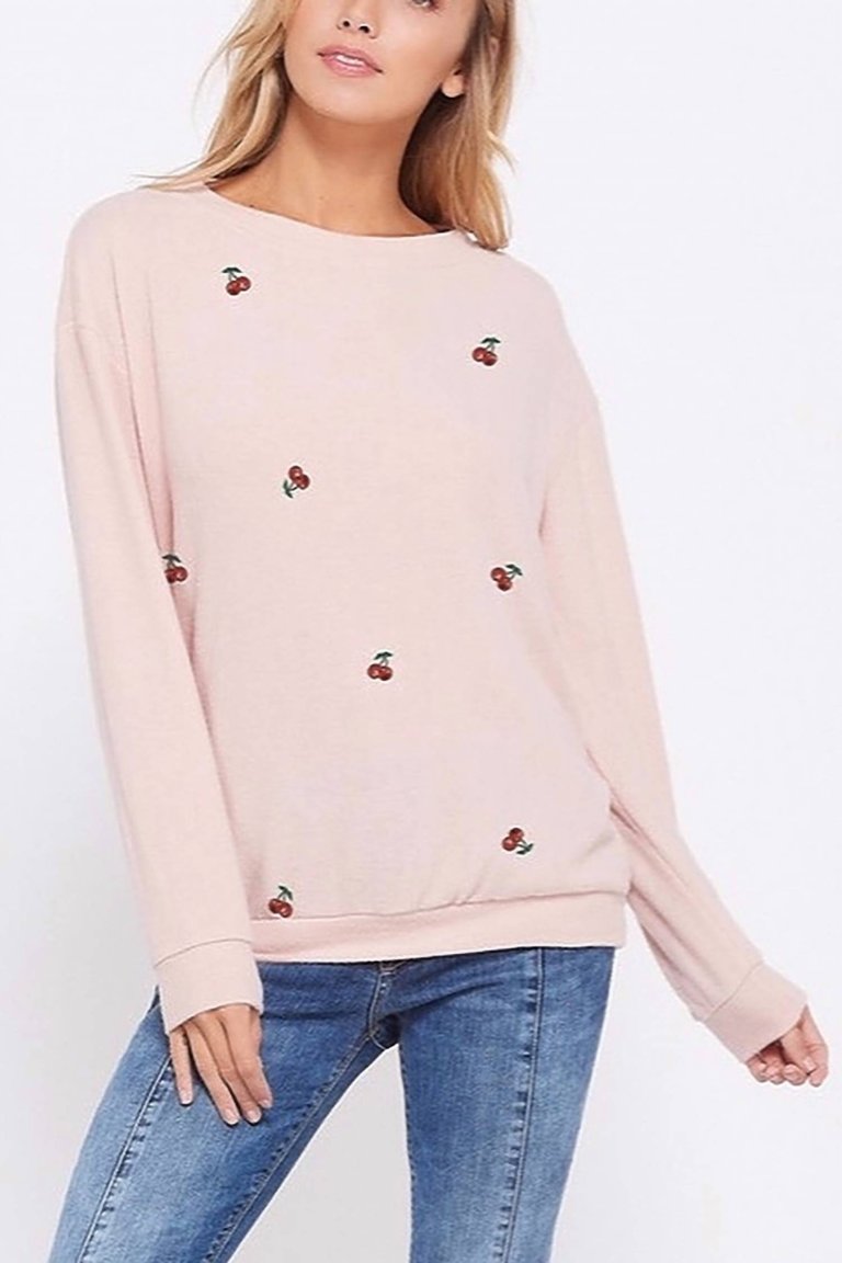 Cherry On Top Sweatshirt In Pink - Pink