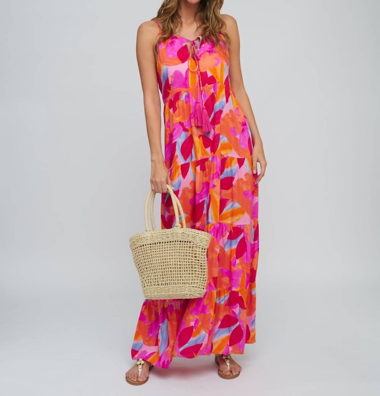 Astoria Maxi Dress In Orange Pink Red - Orange Pink Red