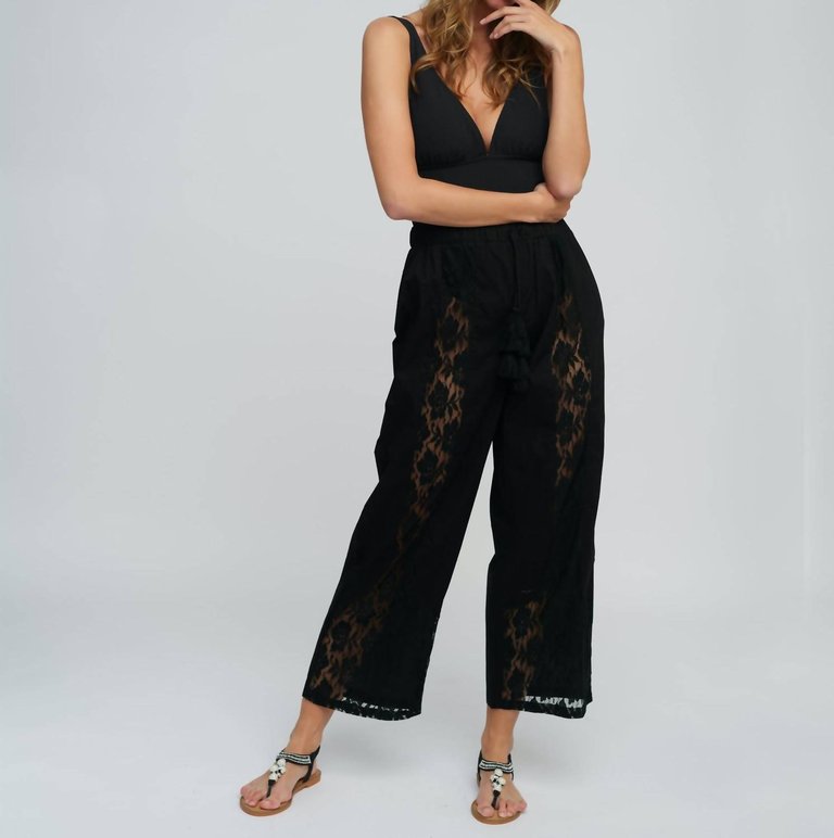 Ola Lace Front Trouser In Black - Black