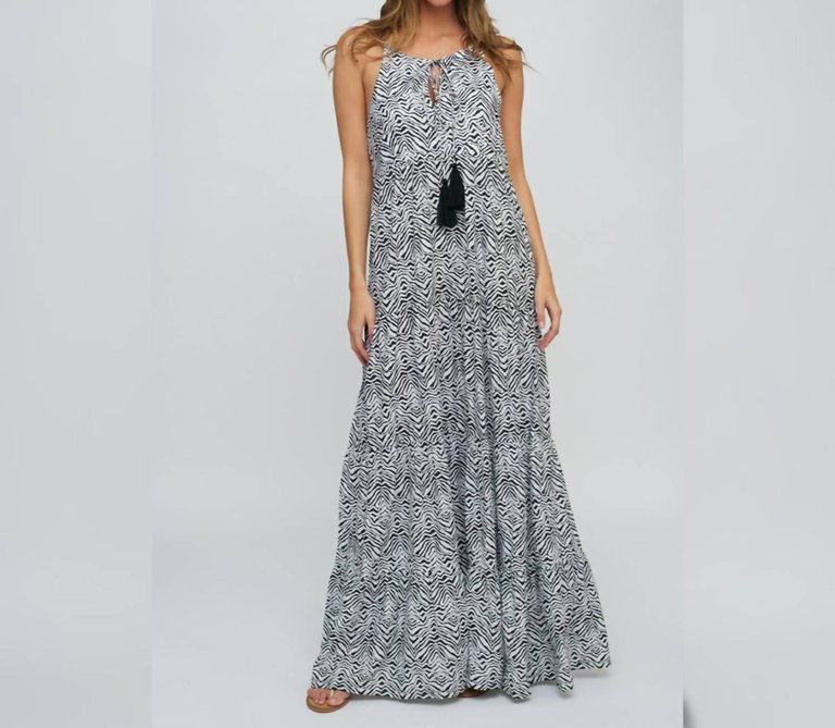 Safari Maxi Dress In Black And White - Black And White