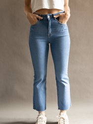 Petite High-Rise Slim Fit Baby-Flare Jeans - Light Blue