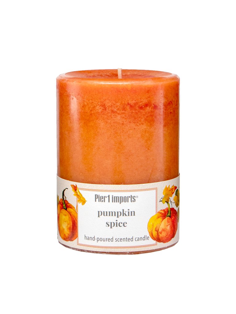 Pumpkin Spice Mottled Pillar Candle - Pumpkin Spice