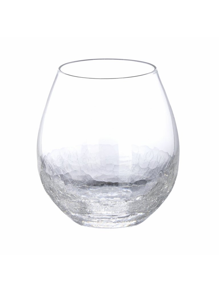 Pier 1 Imports Set Of 4 Clear Crackle Stemless Wine Glasses