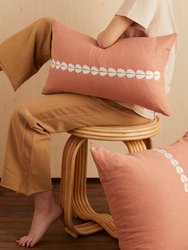 Cowrie Embroidered Lumbar Pillow in Sandalwood - Sandalwood