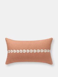 Cowrie Embroidered Lumbar Pillow in Sandalwood