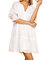 3/4 Sleeve Tiered Dress In White - White