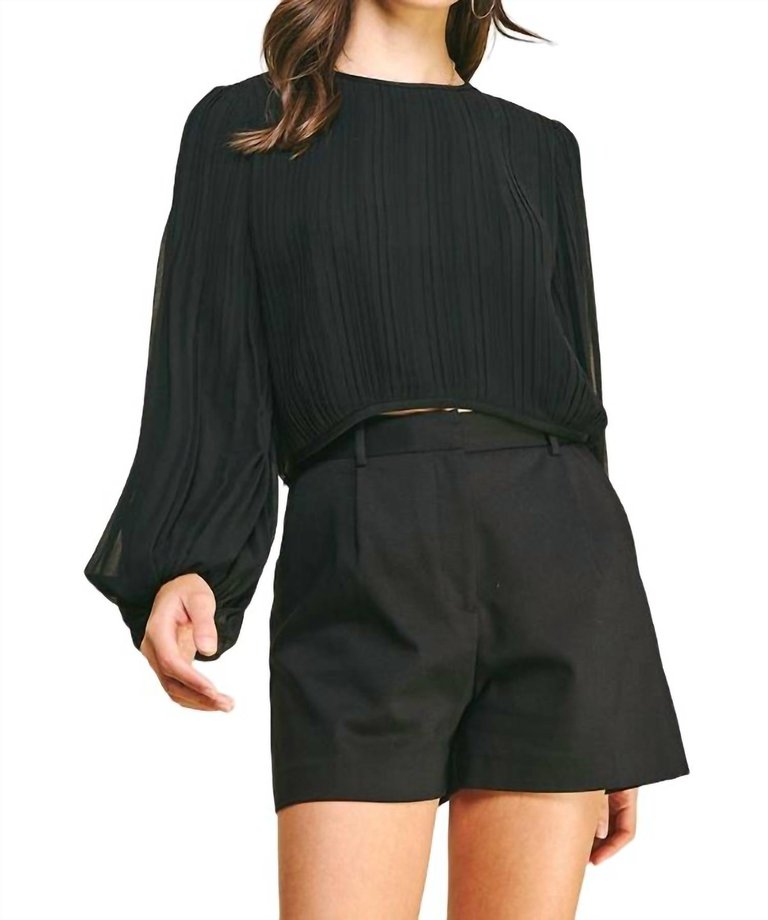 Pleated Cropped Blouse