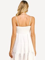 Smocked Tiered Dress In White