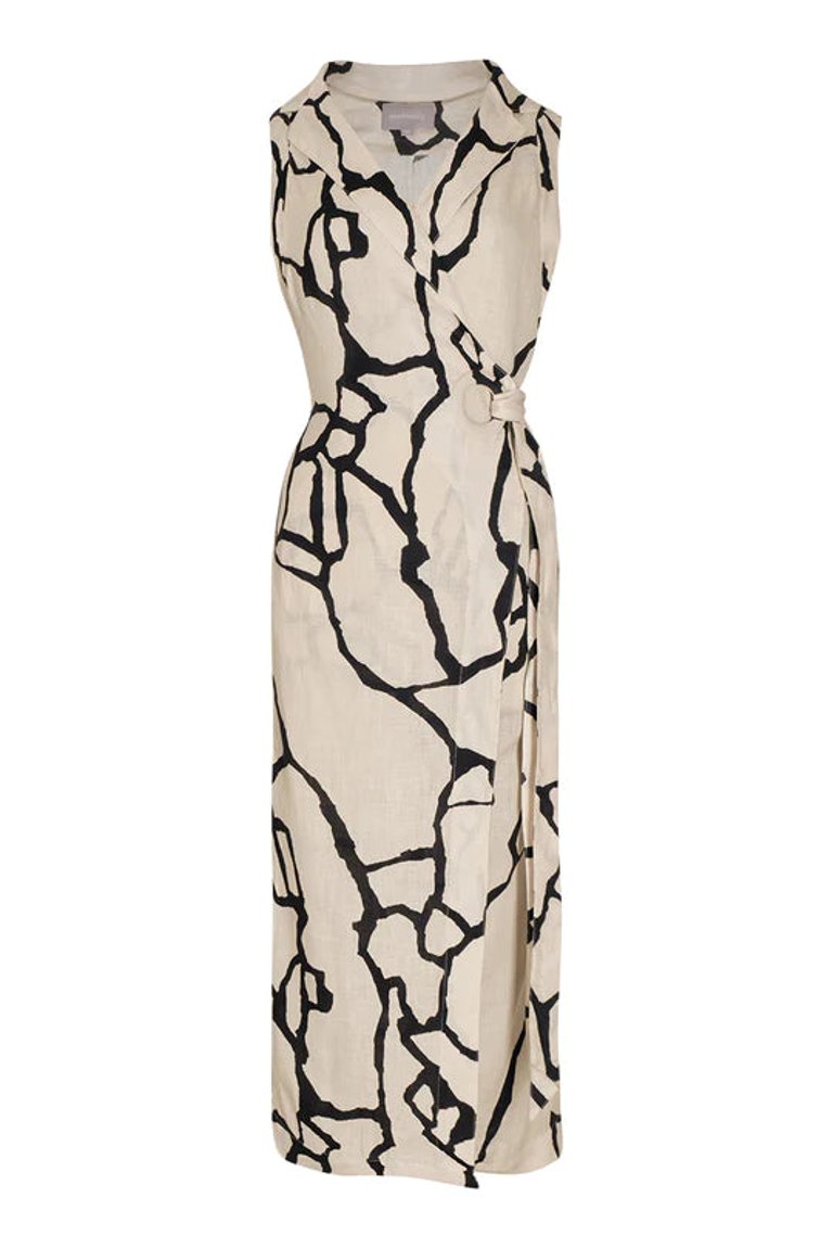 Fermata Dress - Ecru Print-Black