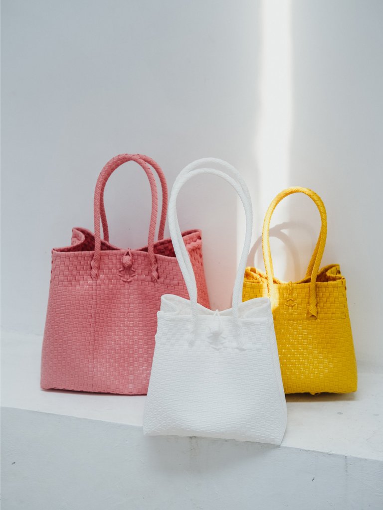 Darla Recycled Plastic Woven Tote - Coconut White