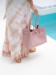 Lola Recycled Plastic Woven Tote Large - Dusty Pink