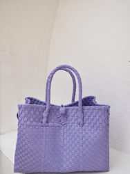 Lola Recycled Plastic Woven Tote Large - Lavender - Lavender