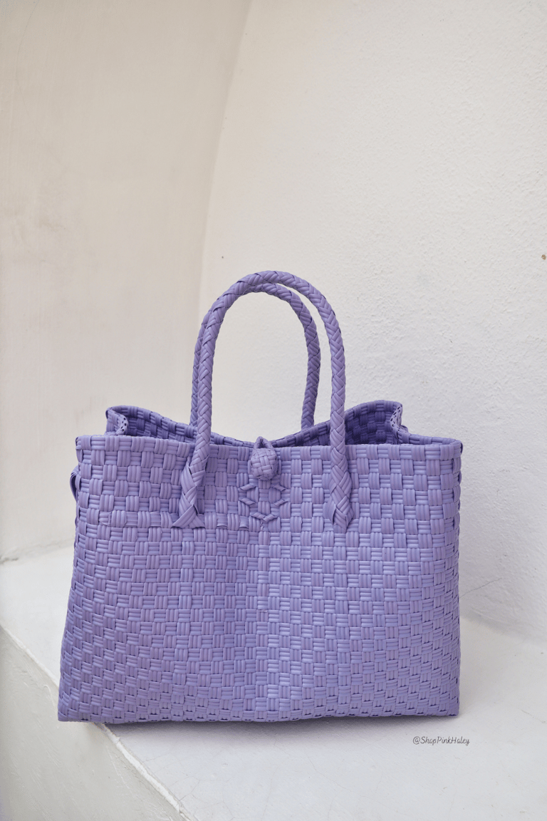 Lola Recycled Plastic Woven Tote Large - Lavender - Lavender