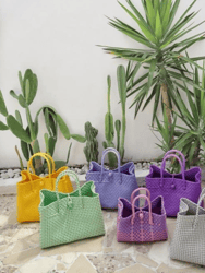 Lola Recycled Plastic Woven Tote Large - Lavender