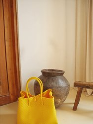 Lola Recycled Plastic Woven Tote Large - Yellow