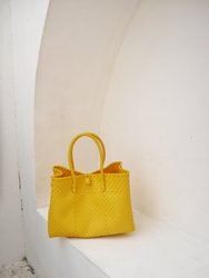 Lola Recycled Plastic Woven Tote Large - Yellow