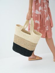 Sawyer Handmade Colorblock Raffia Beach Tote