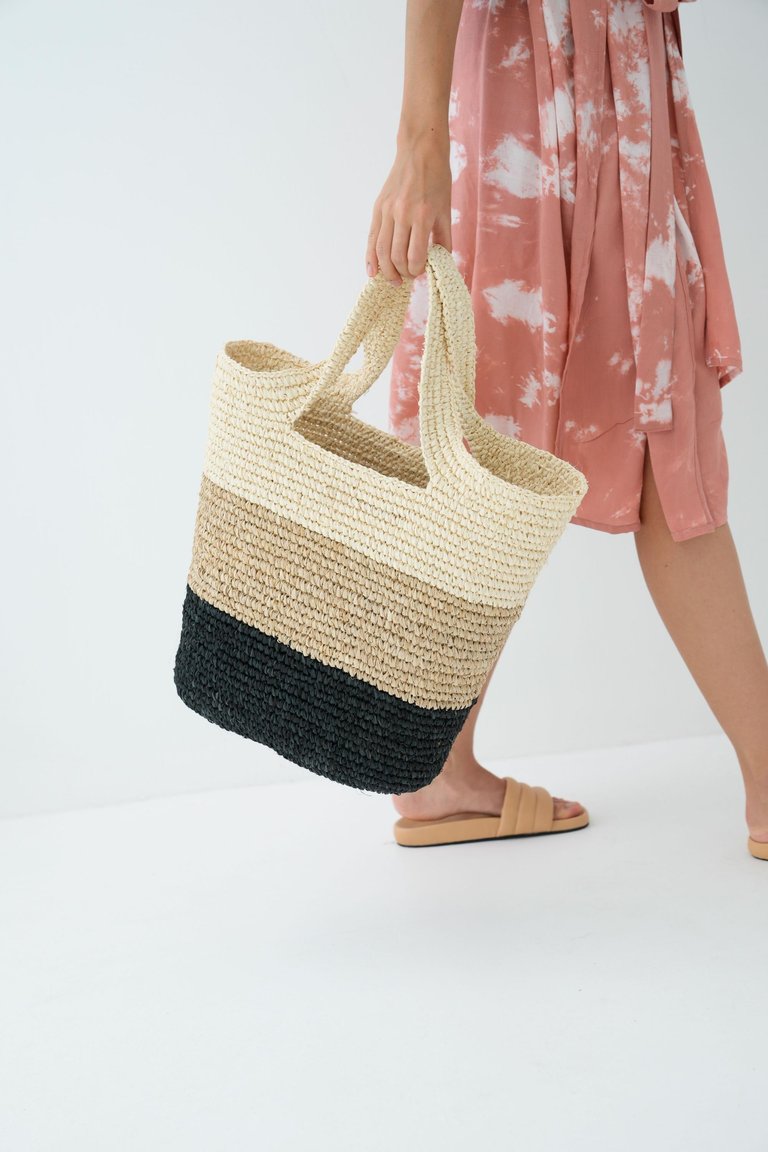 Sawyer Handmade Colorblock Raffia Beach Tote