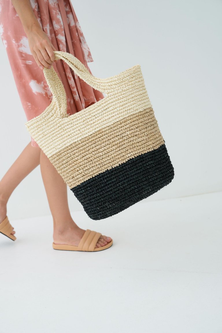 Sawyer Handmade Colorblock Raffia Beach Tote - Multi