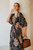 Tropical Palm Leaf Kimono in Black