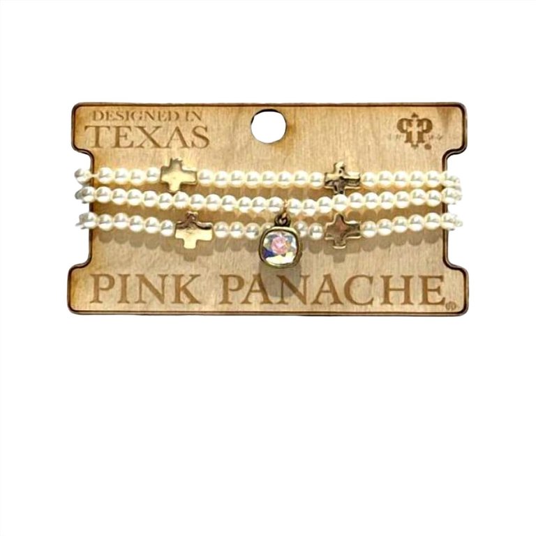 Women's Pearl Bracelet With Crosses In Multi - Multi