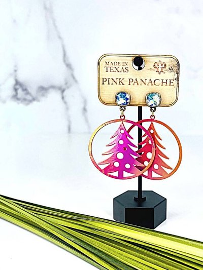 Pink Panache Women's Rainbow Metallic Christmas Tree Earrings In Pink Multi product
