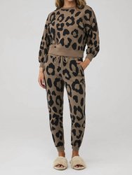 Alessa Slim Straight Leg Sweatpant - Safari Graphic Leopard