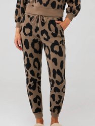 Alessa Slim Straight Leg Sweatpant - Safari Graphic Leopard - Safari Graphic Leopard
