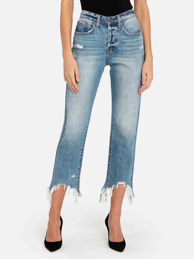 Charlie Distressed High Rise Straight Leg Jeans - Milan