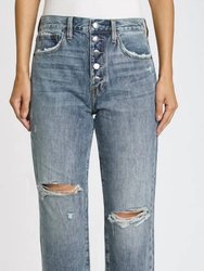 Charlie High Rise Straight With Exposed Button Fly Jean - Pulse -Distructed