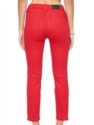 Monroe High Rise Cigarette Crop Jeans In Coated Rouge
