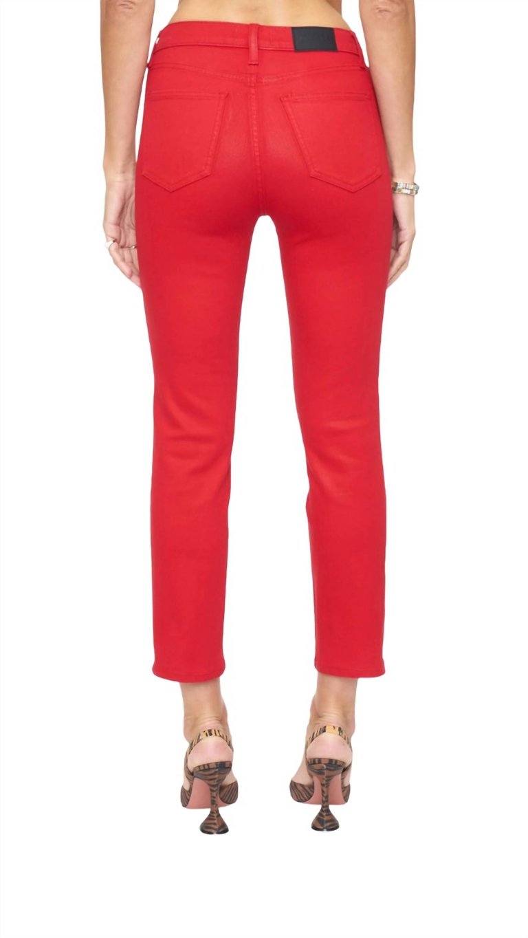 Monroe High Rise Cigarette Crop Jeans In Coated Rouge