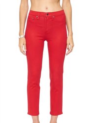 Monroe High Rise Cigarette Crop Jeans - Coated Rouge