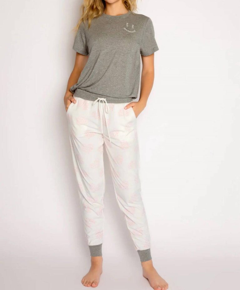 Live Life Gratefully Jammie Pants In Ivory - Ivory