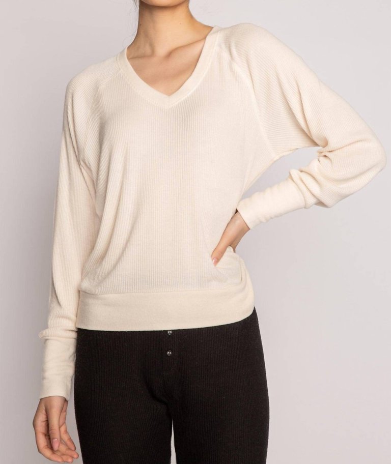 Long Sleeve Textured Knit Top - Stone